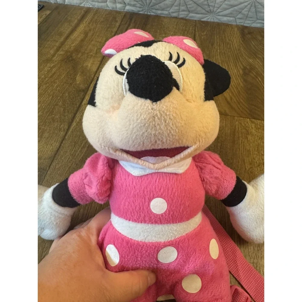 Bioworld Disney Minnie Mouse Backpack Plush Kids Small Pocket Pink Dress 17 Inch